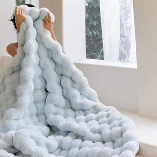Reversible Soft Fur Effect Blanket Home Decor | Gibson