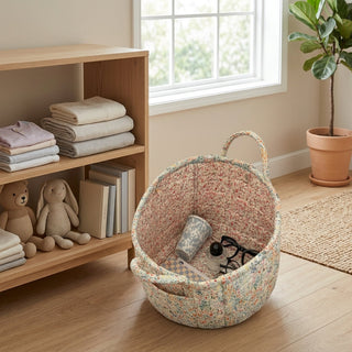Floral Quilted Foldable Storage Basket Home Organizer | Everett
