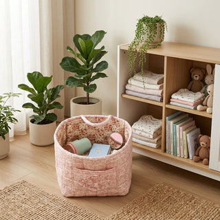 Floral Quilted Foldable Storage Basket Home Organizer | Everett