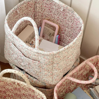 Floral Quilted Foldable Storage Basket Home Organizer | Everett