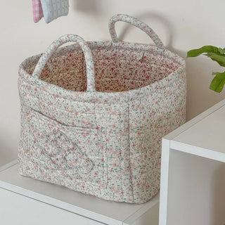 Floral Quilted Foldable Storage Basket Home Organizer | Everett