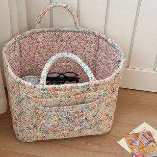 Floral Quilted Foldable Storage Basket Home Organizer | Everett