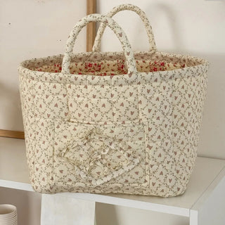 Floral Quilted Foldable Storage Basket Home Organizer | Everett