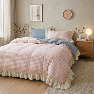 Vichy Checkered Ruffled Edge Bedding Set Bedroom | Brody