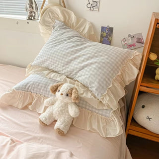 Vichy Checkered Ruffled Edge Bedding Set Bedroom | Brody