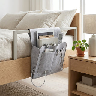 Multifunction Bedside Storage Organizer with Cable Slots | Ashby