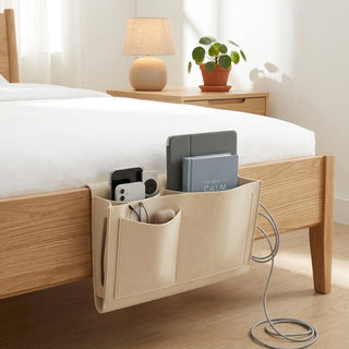 Multifunction Bedside Storage Organizer with Cable Slots | Ashby