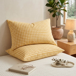 Soft Checkered Pillowcase Envelope Closure Bedding Cover | Ames