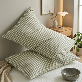 Soft Checkered Pillowcase Envelope Closure Bedding Cover | Ames