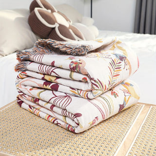 Reversible Botanical Floral Jungle Blanket Bed Sofa Decor | Alford