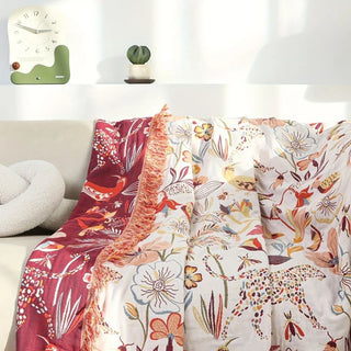 Reversible Botanical Floral Jungle Blanket Bed Sofa Decor | Alford