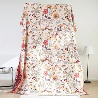 Reversible Botanical Floral Jungle Blanket Bed Sofa Decor | Alford