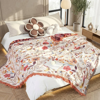 Reversible Botanical Floral Jungle Blanket Bed Sofa Decor | Alford