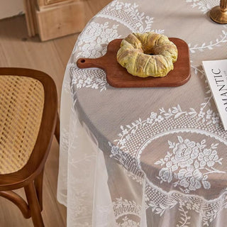 Round Floral Lace Tablecloth Decorative Cover for Dining Tables | Burke