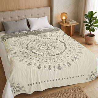 Reversible Floral Mandala Blanket Soft Decorative Bed Sofa Cover | Donnelly