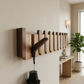 Creative Wooden Piano Wall Coat Rack with Multiple Hooks | Bradford
