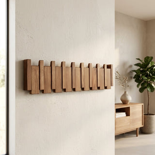 Creative Wooden Piano Wall Coat Rack with Multiple Hooks | Bradford
