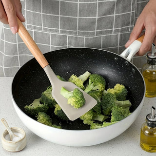 12 Piece Kitchen Utensil Set Silicone Heads Wooden Handles Heat Resistant | Farnham