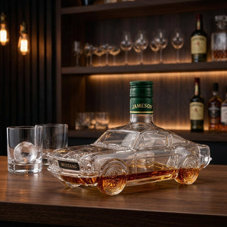 Car Shaped Glass Whiskey Decanter With Molded Details And Stopper | Harper
