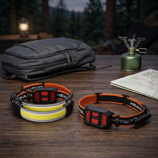 Rechargeable Wide Angle COB Headlamp With 230 Degree Beam Red Rear Light And USB Charging | Lawson