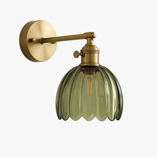 Tulip Shaped Glass Wall Sconce With Vintage Metal Mount And Warm Glow | Langston