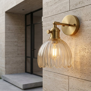 Tulip Shaped Glass Wall Sconce With Vintage Metal Mount And Warm Glow | Langston