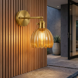 Tulip Shaped Glass Wall Sconce With Vintage Metal Mount And Warm Glow | Langston