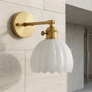 Tulip Shaped Glass Wall Sconce With Vintage Metal Mount And Warm Glow | Langston