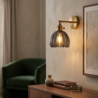Tulip Shaped Glass Wall Sconce With Vintage Metal Mount And Warm Glow | Langston