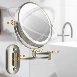 Chrome LED Magnifying Mirror With Rechargeable Battery And Adjustable Dimmable Light For Bathroom Vanity | Keller
