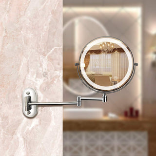 Chrome LED Magnifying Mirror With Rechargeable Battery And Adjustable Dimmable Light For Bathroom Vanity | Keller