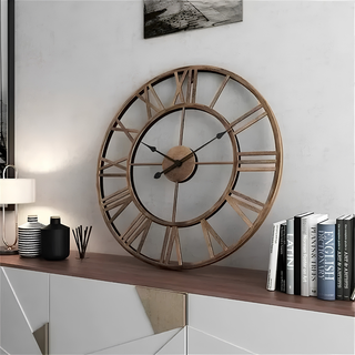 Retro Metal Wall Clock With Roman Numerals And Silent Operation Design Battery | Hallstead