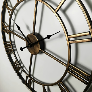 Retro Metal Wall Clock With Roman Numerals And Silent Operation Design Battery | Hallstead