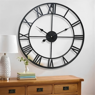 Retro Metal Wall Clock With Roman Numerals And Silent Operation Design Battery | Hallstead