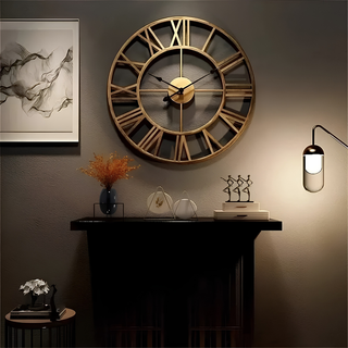 Retro Metal Wall Clock With Roman Numerals And Silent Operation Design Battery | Hallstead