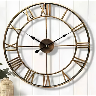 Retro Metal Wall Clock With Roman Numerals And Silent Operation Design Battery | Hallstead