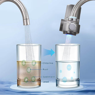 LED Display Faucet Water Filter With 500-Gallon Capacity And UV Blue Light | McArthur