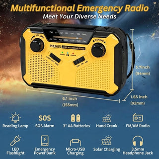 Emergency Radio With Hand Crank And Solar Power Bank And LED Flashlight | Underwood