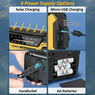 Emergency Radio With Hand Crank And Solar Power Bank And LED Flashlight | Underwood