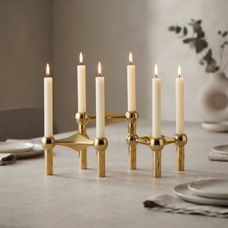 Modern Metal Candle Holder With Modular Construction And Coated Steel Body | Treadwell