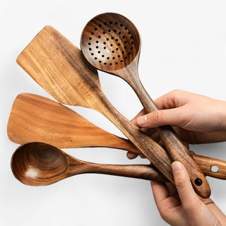Heat Resistant Wooden Utensil Set With 11 Pieces For Scratch Free Non Stick Cooking | Travis