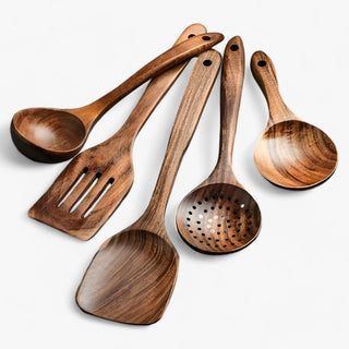 Heat Resistant Wooden Utensil Set With 11 Pieces For Scratch Free Non Stick Cooking | Travis