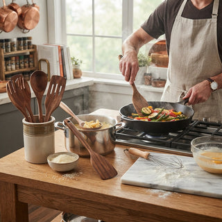 Heat Resistant Wooden Utensil Set With 11 Pieces For Scratch Free Non Stick Cooking | Travis