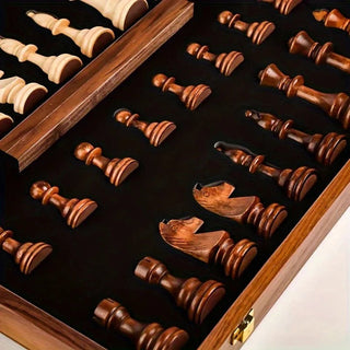 Foldable Wooden Chess Board With Magnetic Closure And Internal Storage Compartments | Thornton