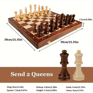 Foldable Wooden Chess Board With Magnetic Closure And Internal Storage Compartments | Thornton