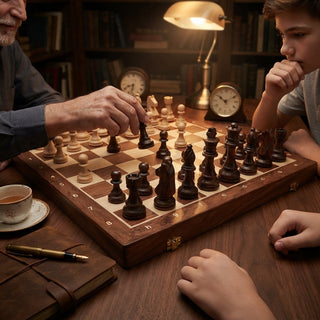 Foldable Wooden Chess Board With Magnetic Closure And Internal Storage Compartments | Thornton