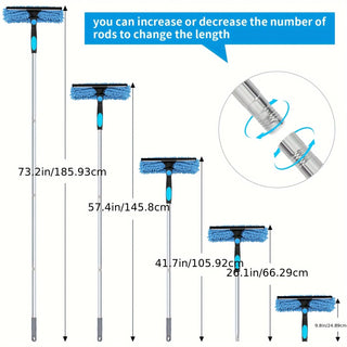 2 In 1 Telescopic Window Cleaner With Rotating Squeegee And 4 Replacement Pads | Woodward