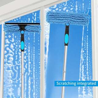 2 In 1 Telescopic Window Cleaner With Rotating Squeegee And 4 Replacement Pads | Woodward