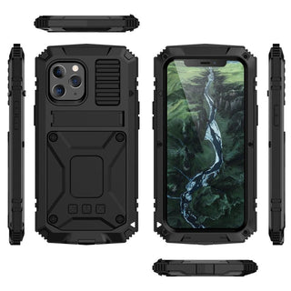 Tempered Glass And Metal Case For iPhone 11 To 15 With Full Screen And Camera Protection | Woodford