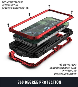Tempered Glass And Metal Case For iPhone 11 To 15 With Full Screen And Camera Protection | Woodford